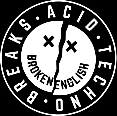 Broken English split smiley emblem
